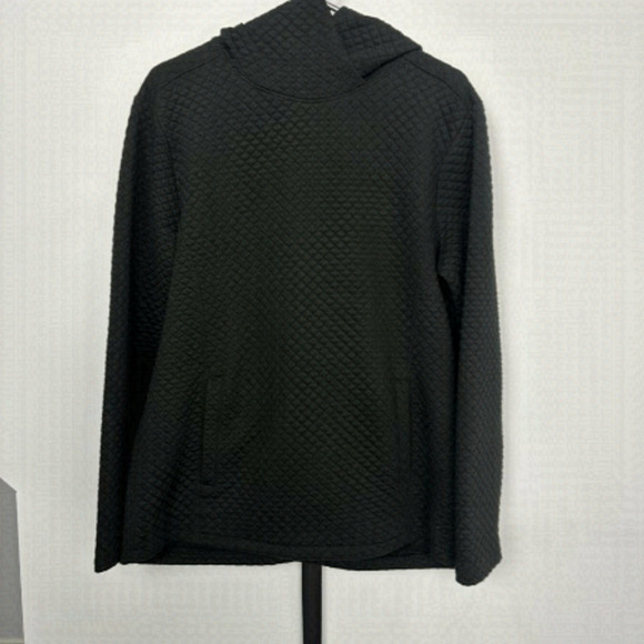vguc Zyia Black Quilted Hoodie with kangaroo pocket, Size L - Picture 1 of 6